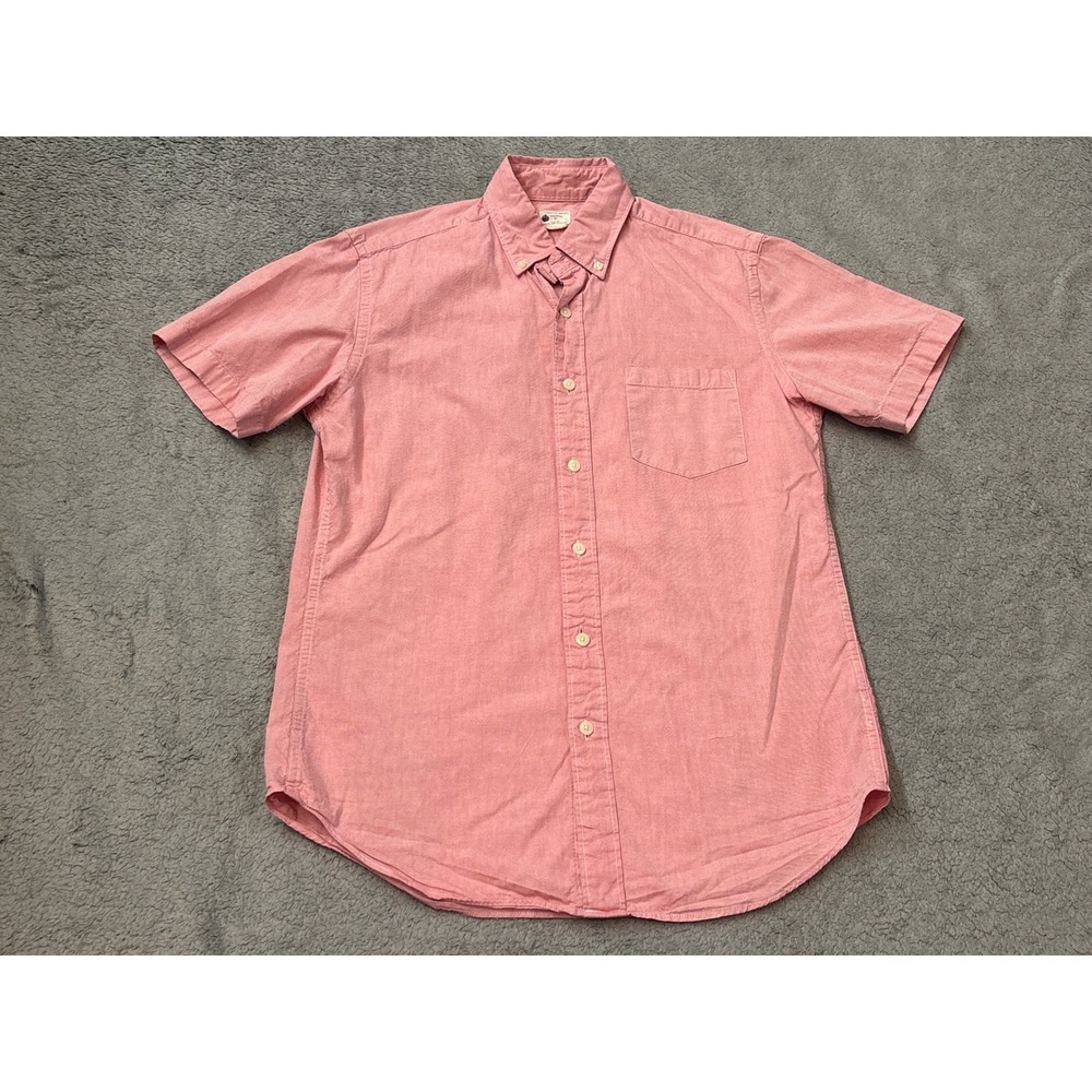 J.Crew Sunwashed Oxford Shirt Mens Small Pink Short Sleeve Button Down Tailored